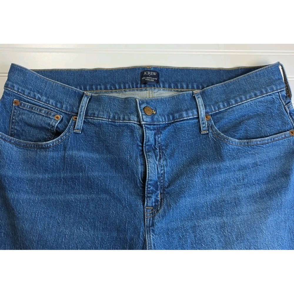 J Crew Jeans Womens 35P Blue Full Length SLIM Wide Leg High Rise Denim Pants